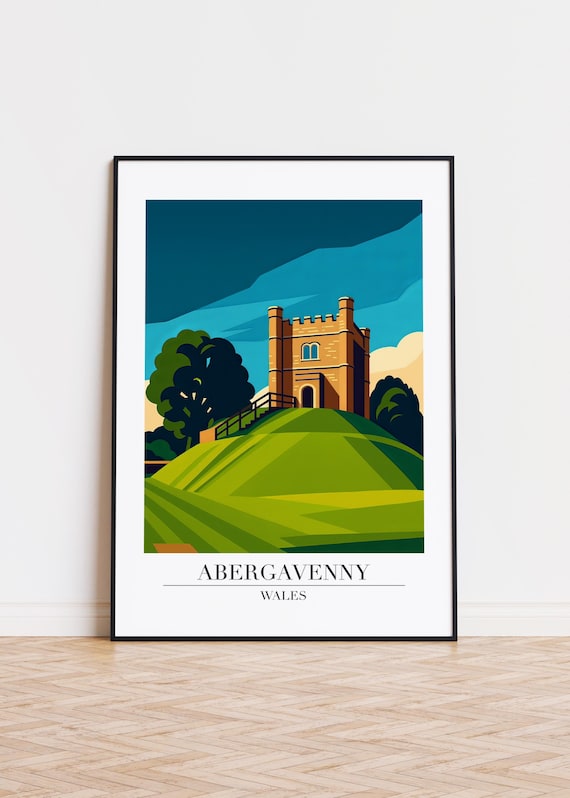 Abergavenny Wales Poster Modern City Illustration Art