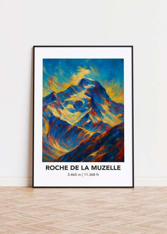 Roche De La Muzelle Mountain Art Poster Modern Oil Painting Style Print