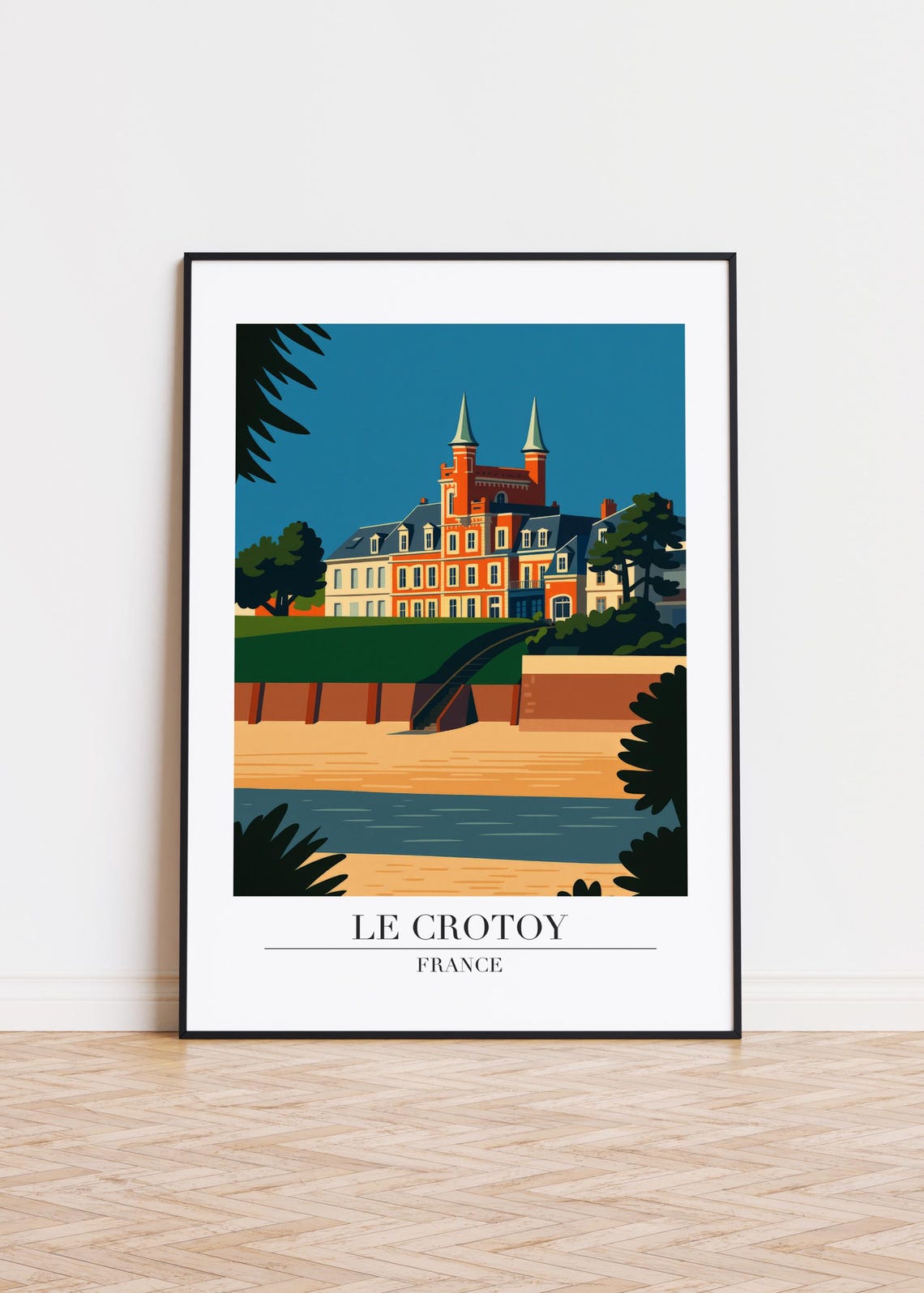 Le Crotoy France Poster Cityscape Illustration