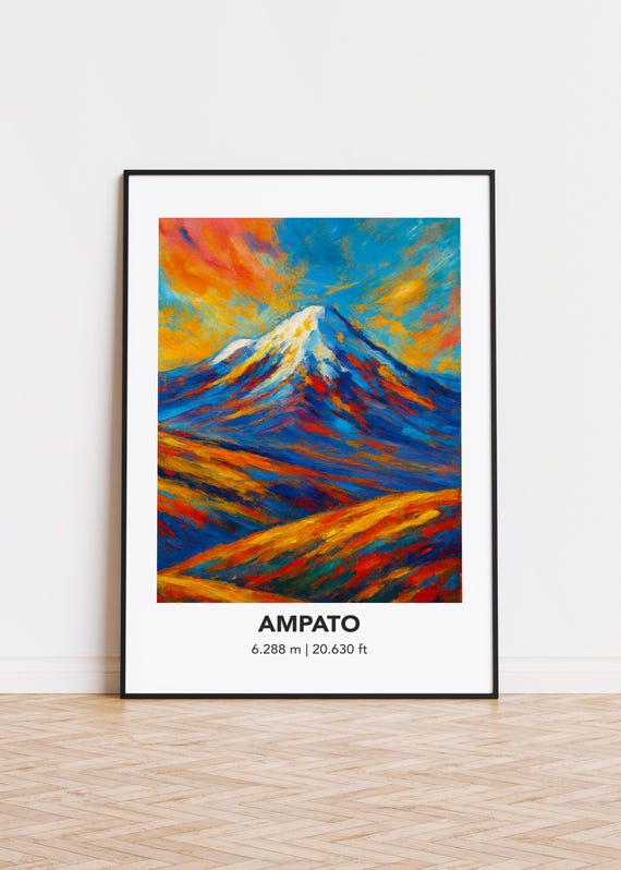 Ampato Poster Mountain Print Modern Oil Painting Style Art