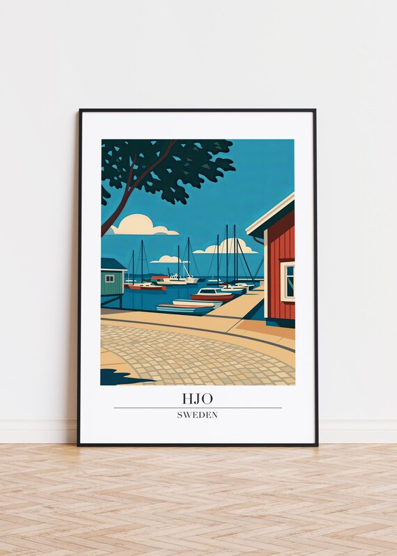 Hjo Sweden Poster Modern Scandinavian Illustration Art