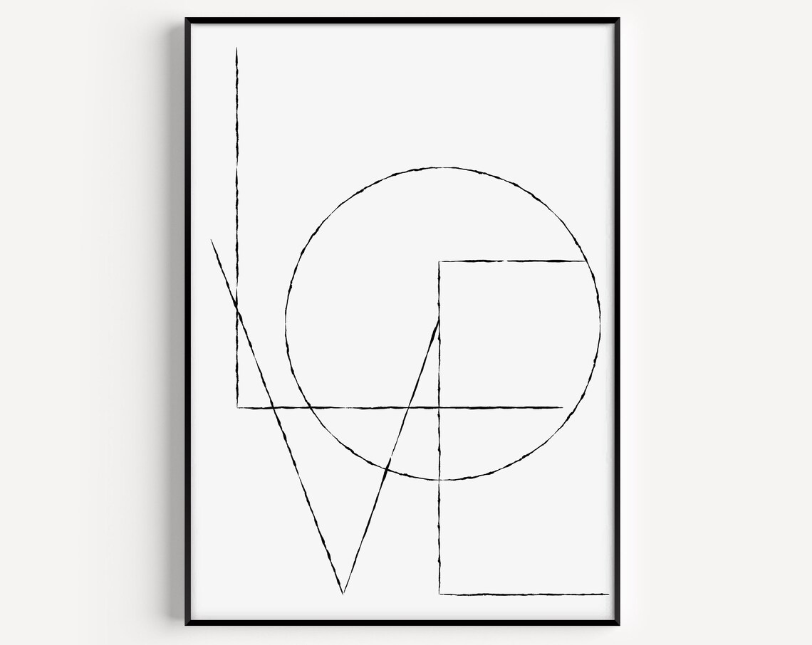 Black And White Scandinavian Minimalist Love Art Print