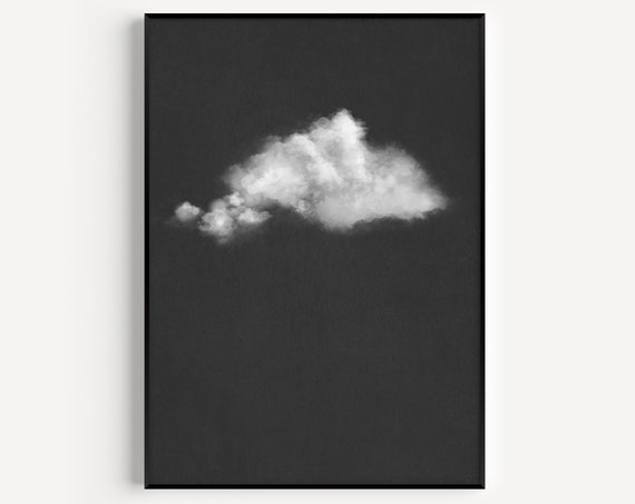 Cloud Print, Black And White Minimalist Sky Art Print