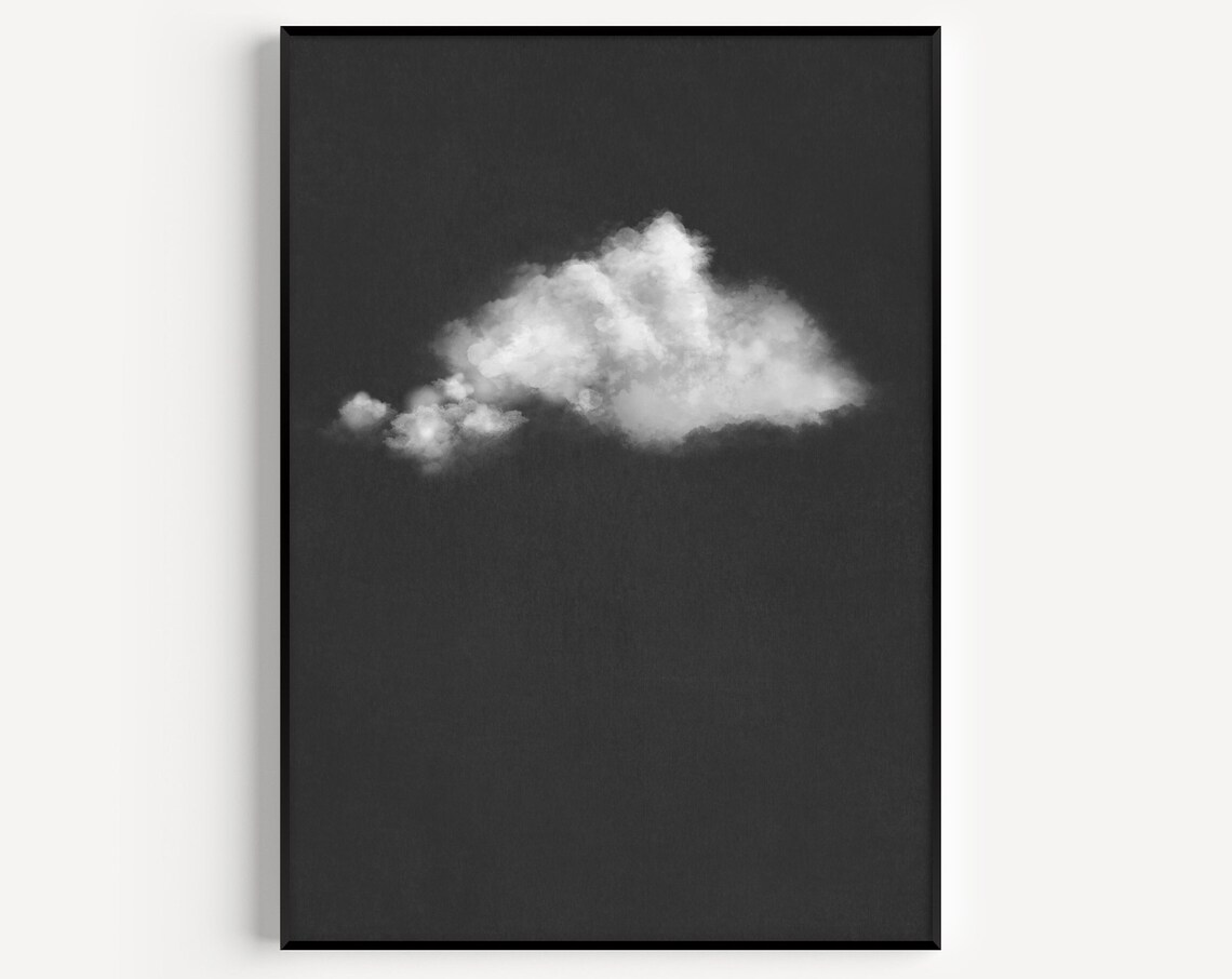 Cloud Print, Black And White Minimalist Sky Art Print