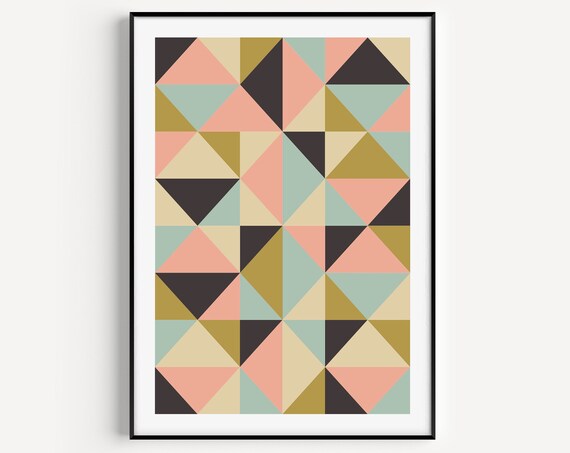Geometric Wall Art Print Fine Minimalist Modern Scandinavian Triangles