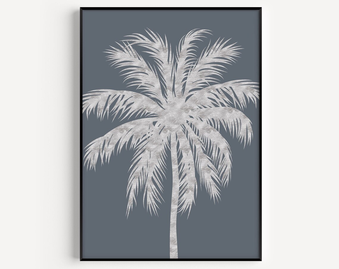Palm Tree Blue Botanical Scandinavian Minimalist Art Print