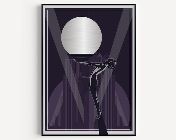 Art Deco Print Wall Purple Woman Prints Poster