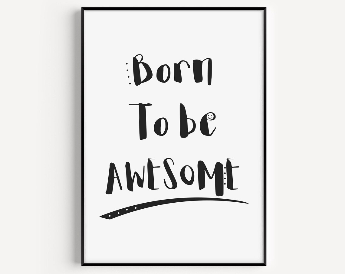 Scandinavian Nursery Wall Art Print, Monochrome