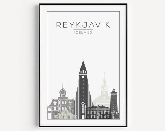 Iceland Print, Reykjavik Travel Poster