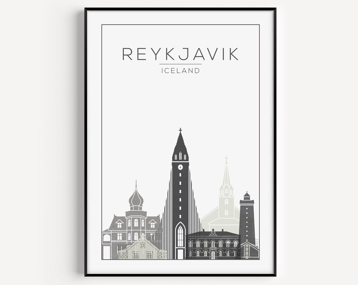 Iceland Print, Reykjavik Travel Poster
