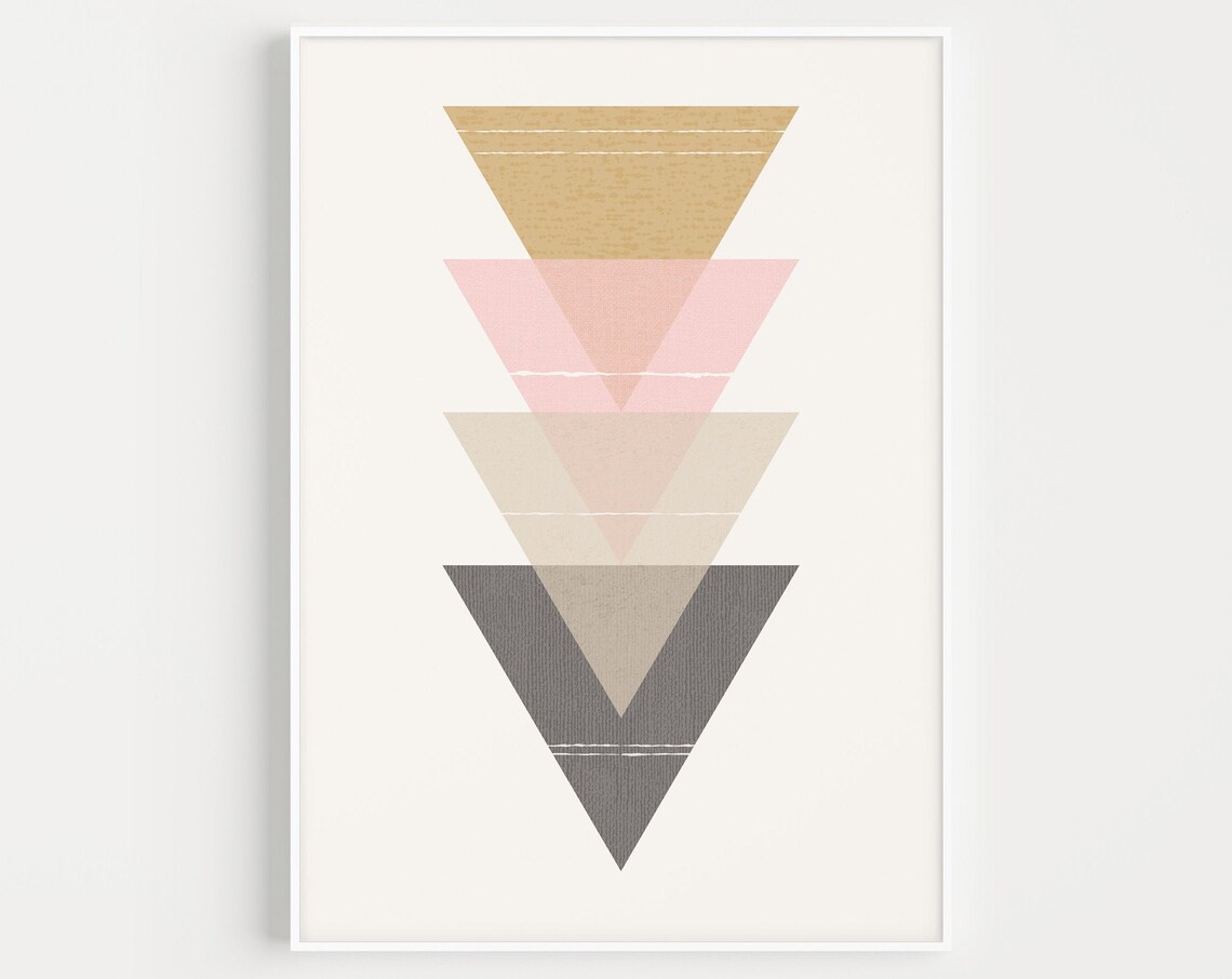 Wall Art Geometric Print Prints Pink Scandinavian Minimalist