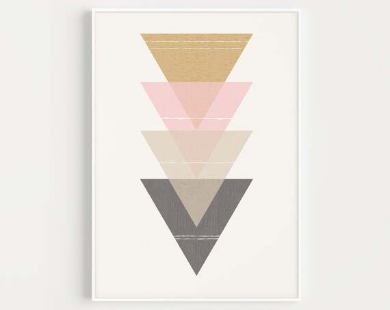 Wall Art Geometric Print Prints Pink Scandinavian Minimalist