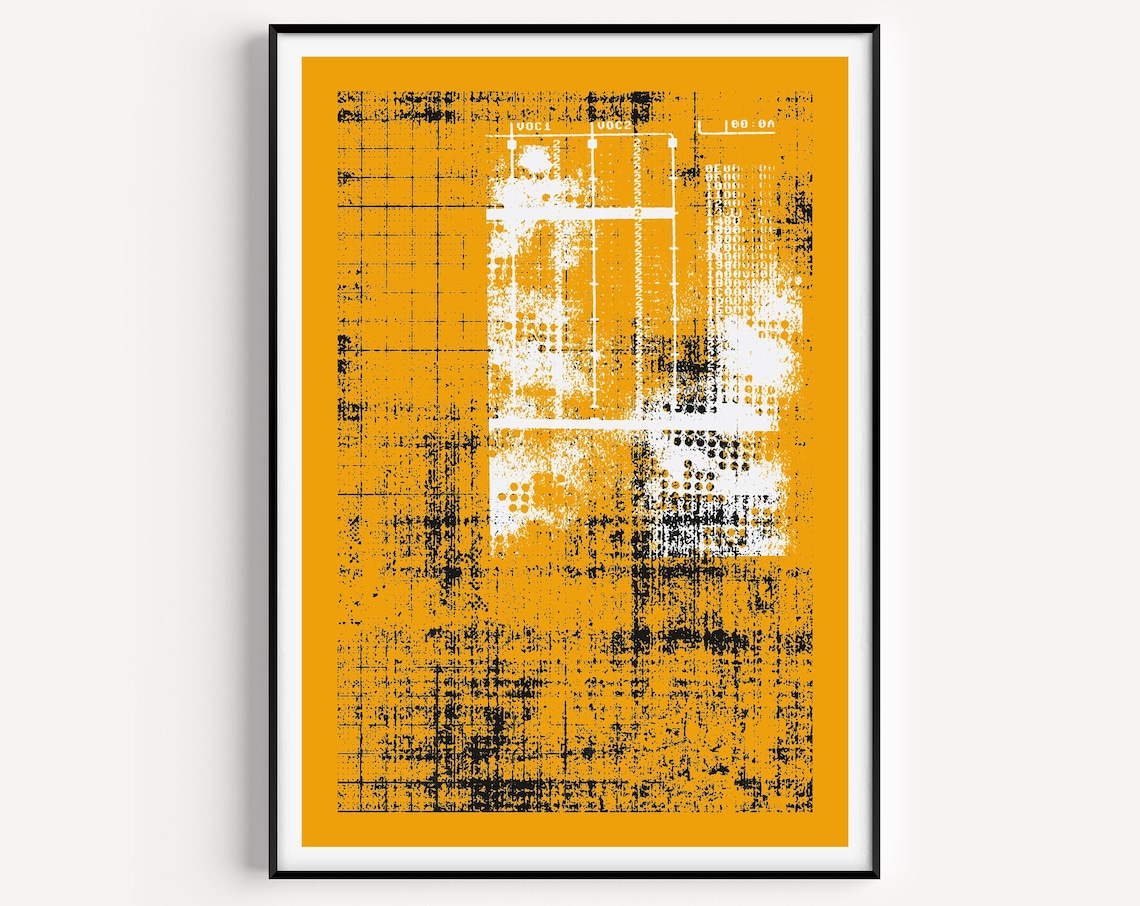Yellow Black Industrial Grunge Distressed Modern Abstract Wall Poster
