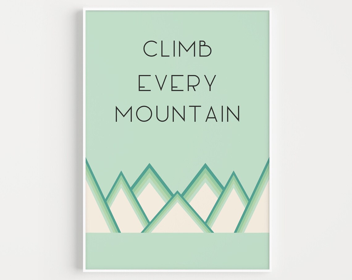 Quote Print Wall Art Scandi Minimalist Poster Mountain Modern Scandinavian