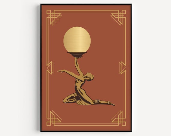 Art Deco Woman Poster Print, Orange Accent