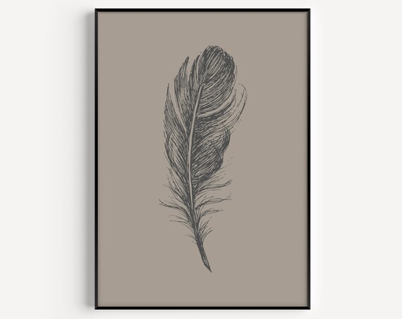 Feather Wall Art, Scandinavian Minimalist Art Print