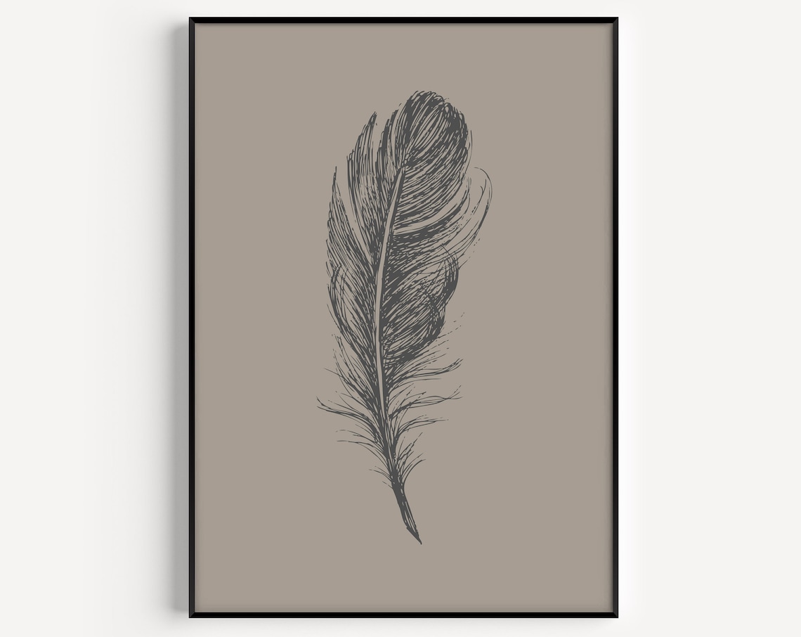 Feather Wall Art, Scandinavian Minimalist Art Print