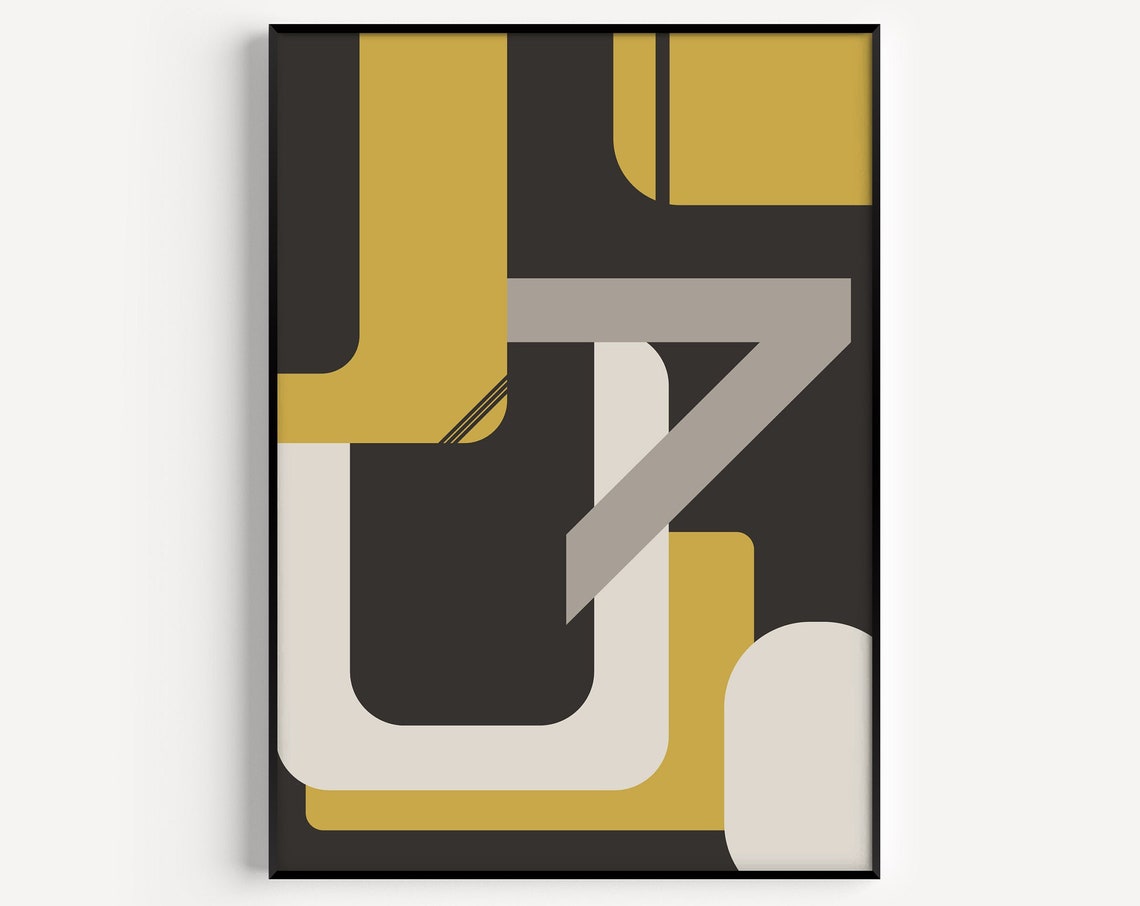 Wall Art Print Abstract Minimalist Scandi Mustard Prints