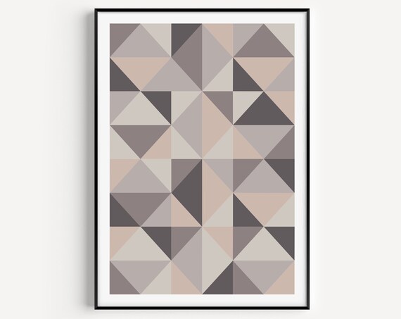 Grey Print Wall Art Geometric Triangles Fine Scandinavian