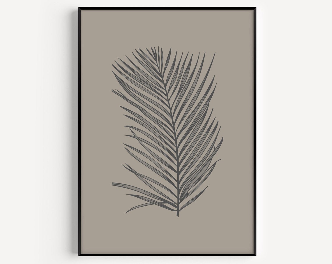 Palm Leaf Sketch Neutral Minimal Botanical Artwork Style Poster