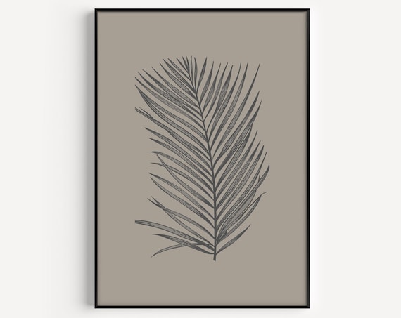 Palm Leaf Sketch Neutral Minimal Botanical Artwork Style Poster