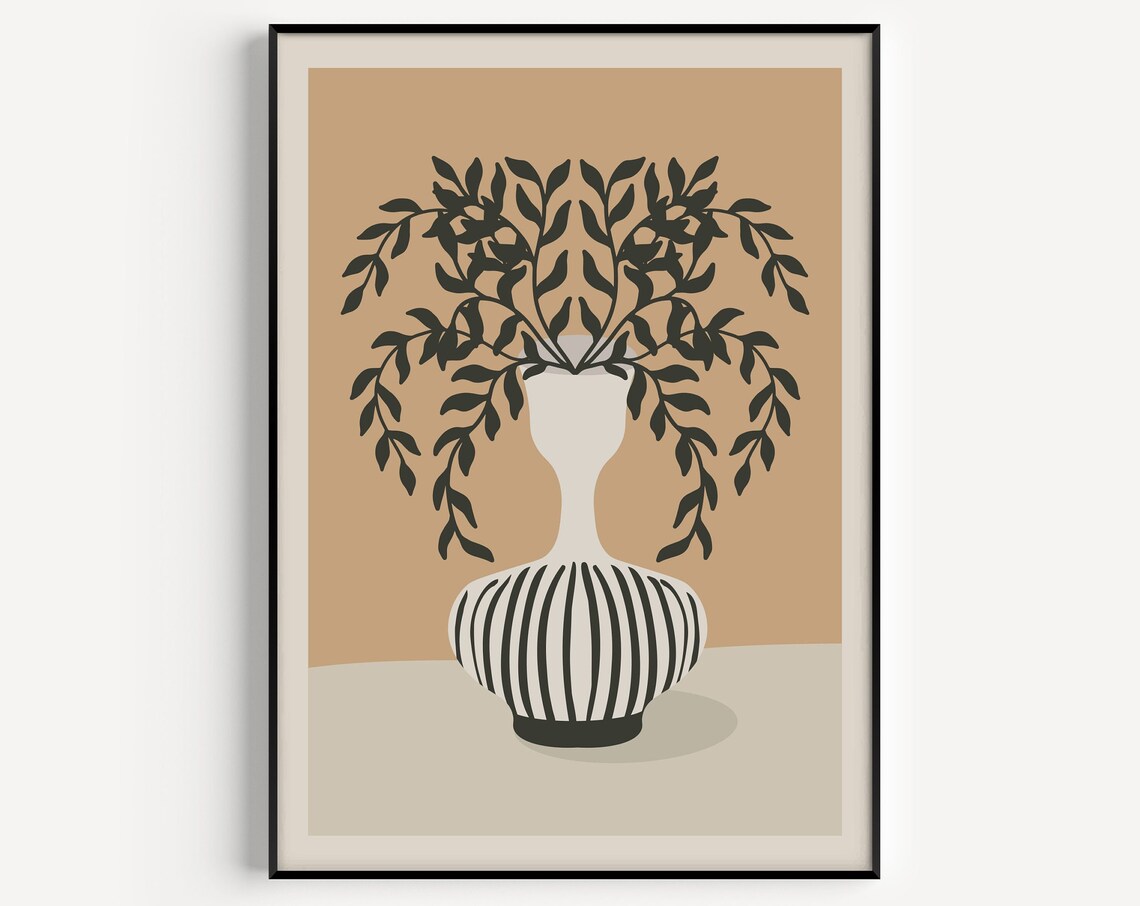Flower Print, Minimalist Leaf Boho Art Print