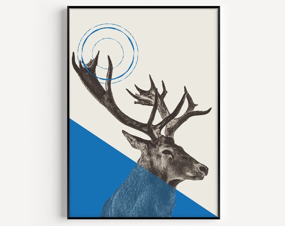 Stag Print, Modern Scandinavian Minimalist Art Print