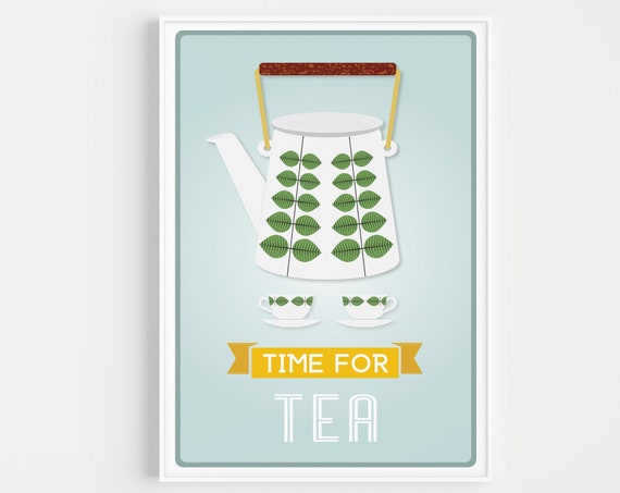 Mid Century Modern Kitchen Print Tea Wall Art