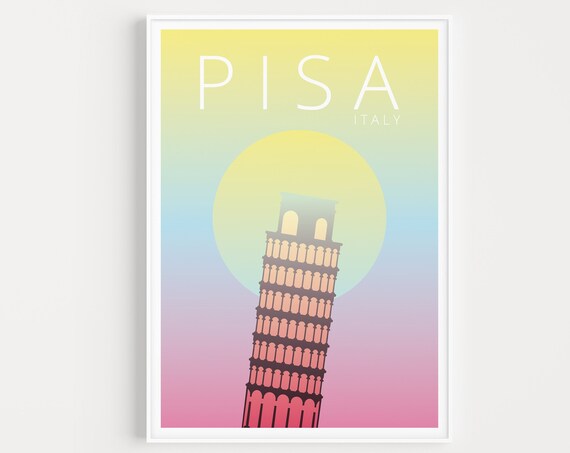 Italy Poster Wall Art Minimalist Travel Print Prints Pisa