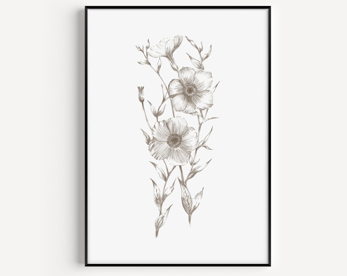 Flower Print Art Print, Botanical Bedroom Decor