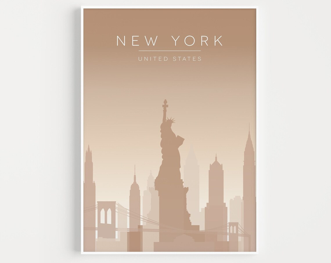 New York Travel Poster, Minimalist Wall Art