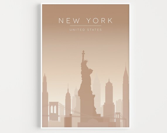 New York Travel Poster, Minimalist Wall Art