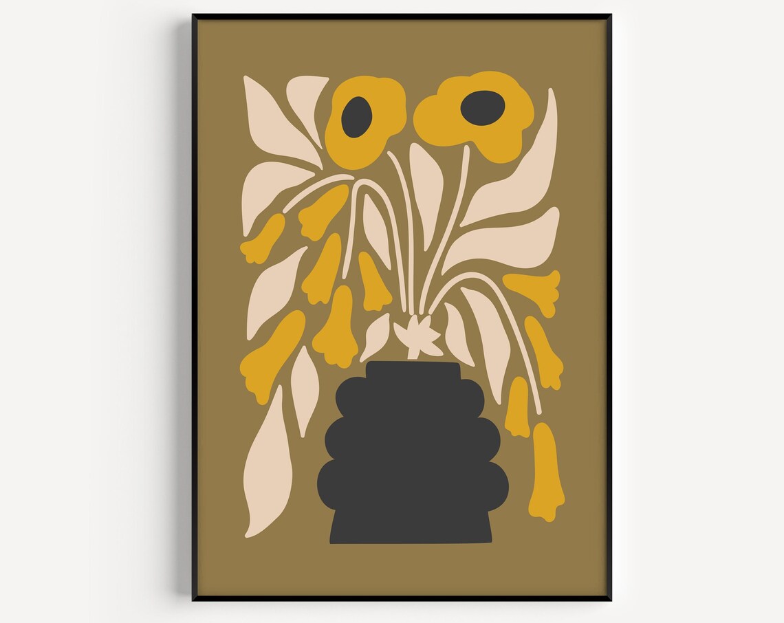 Mid-Century Modern Flower Green Art Print