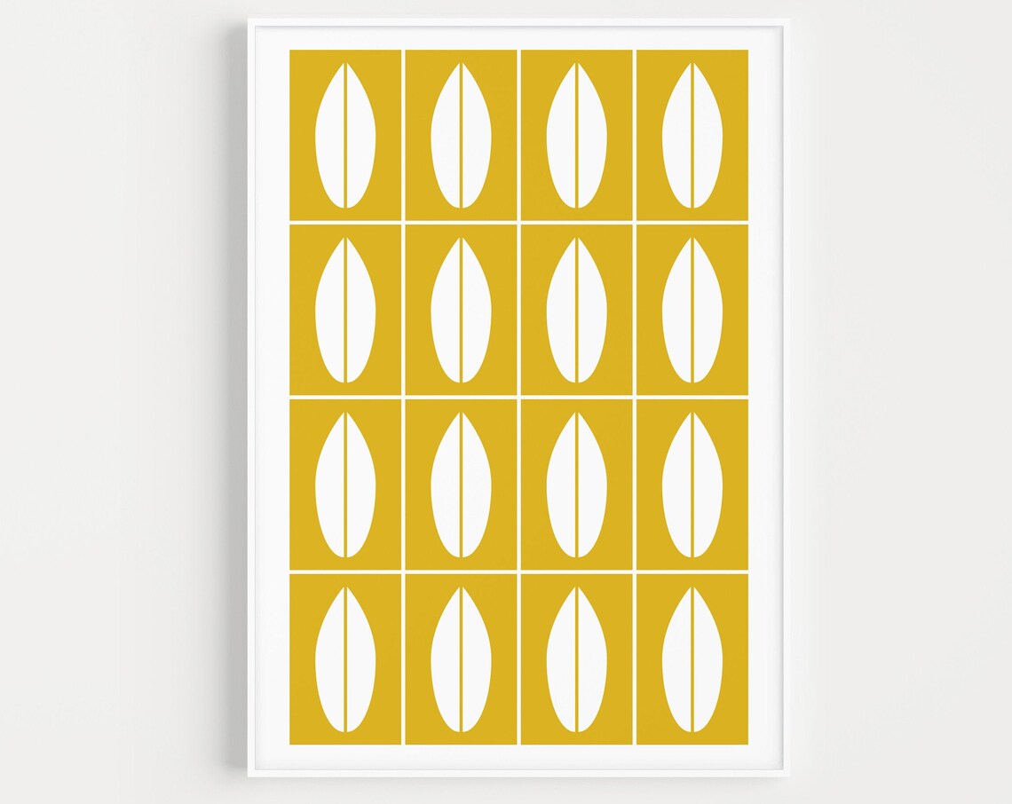 Mid Century Modern Yellow Minimalist Art Print