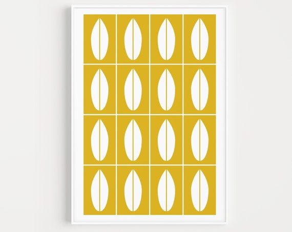 Mid Century Modern Yellow Minimalist Art Print