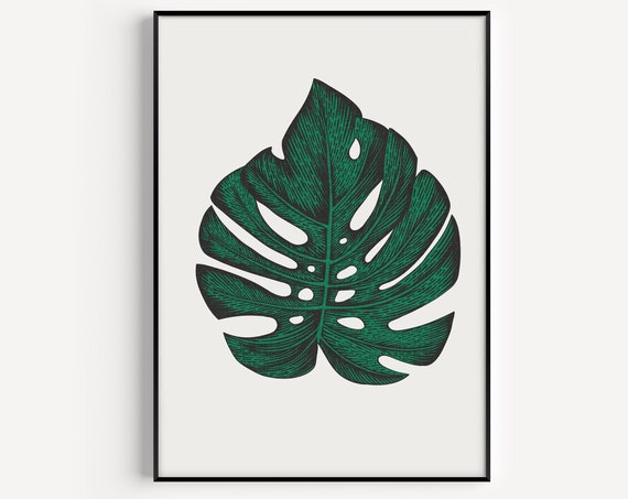Botanical Print Monstera Green Art Poster Prints Wall Leaves