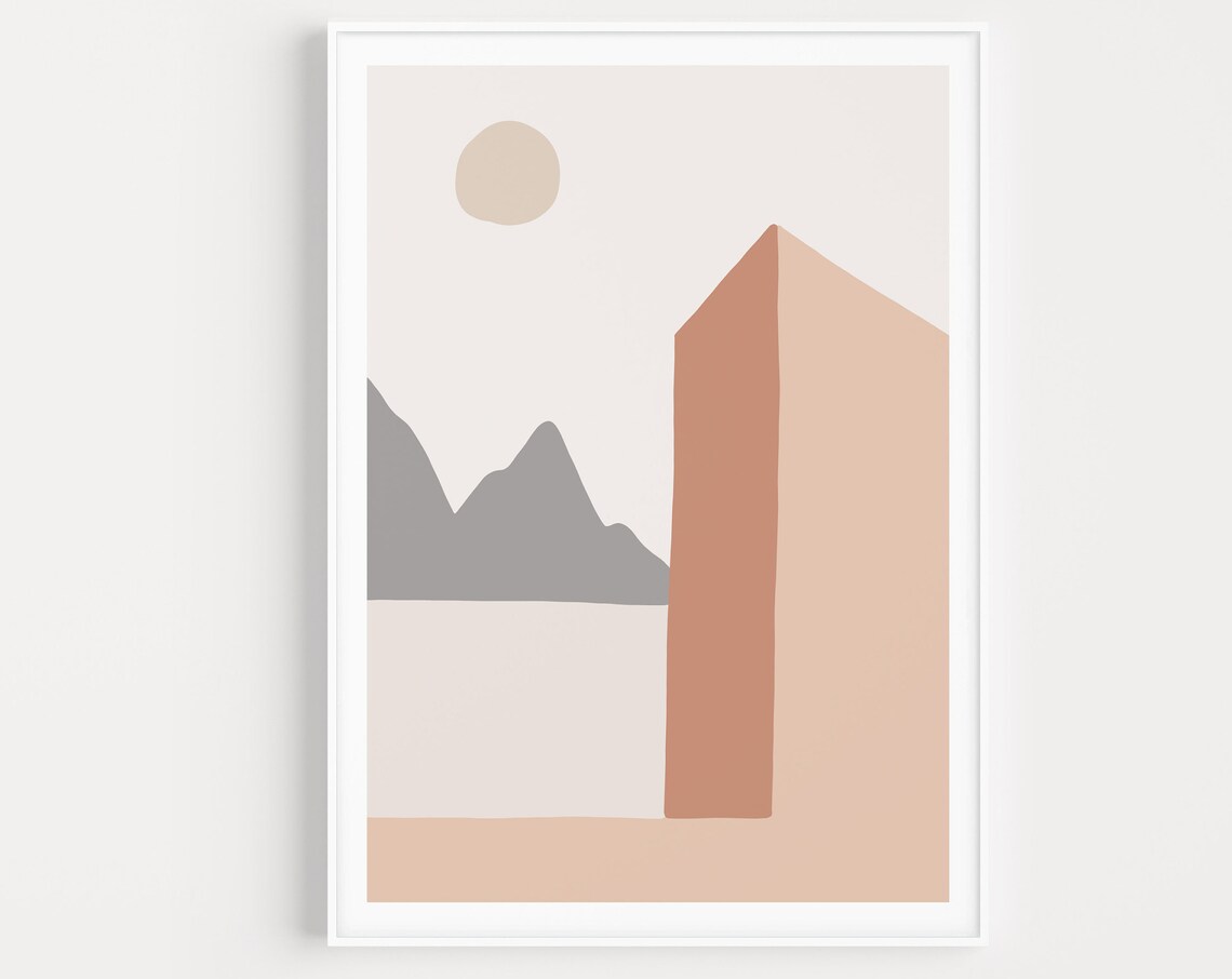 Minimalist Landscape Art Print, Boho Modern