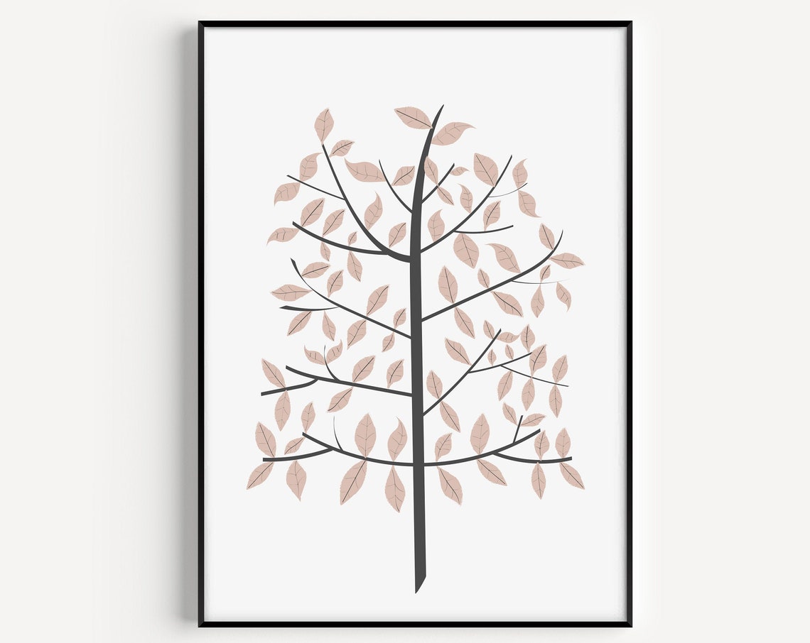 Minimalist Blush Tree Botanical Scandinavian Artwork Style Poster