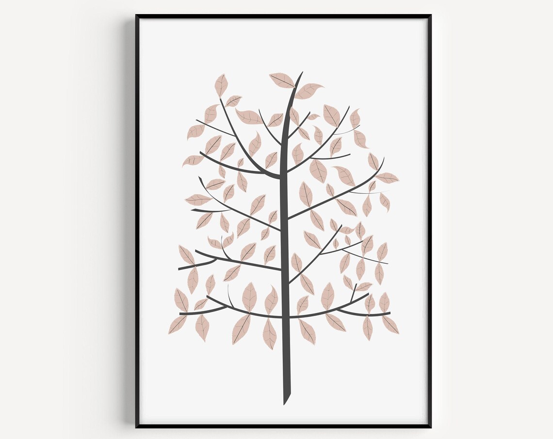 Tree Print Pink Wall Art Prints Minimalist