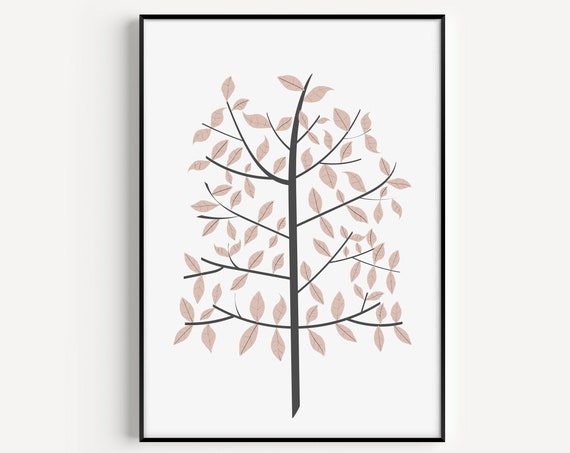 Tree Print Pink Wall Art Prints Minimalist