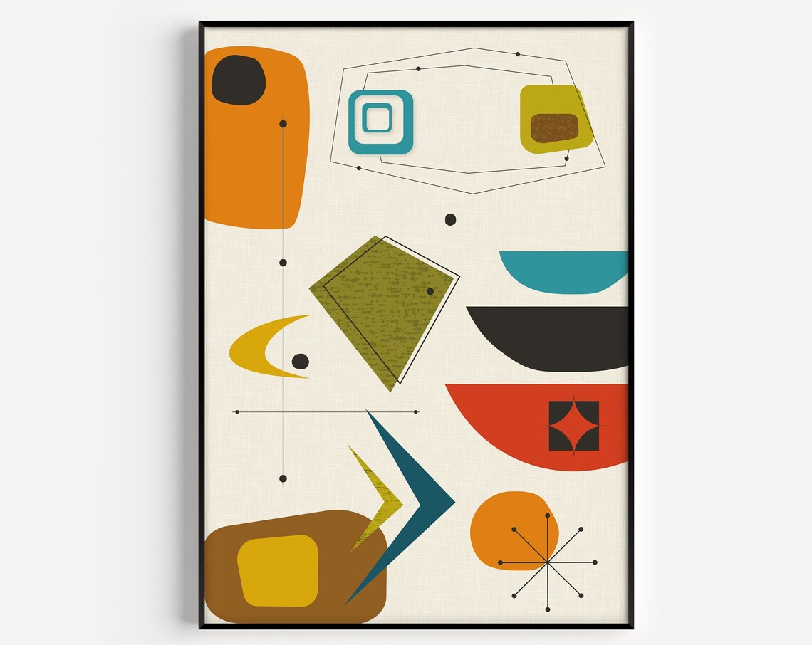 Mid Century Retro Art Print, Modern Poster