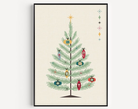 Mid-Century Modern Christmas Art Print