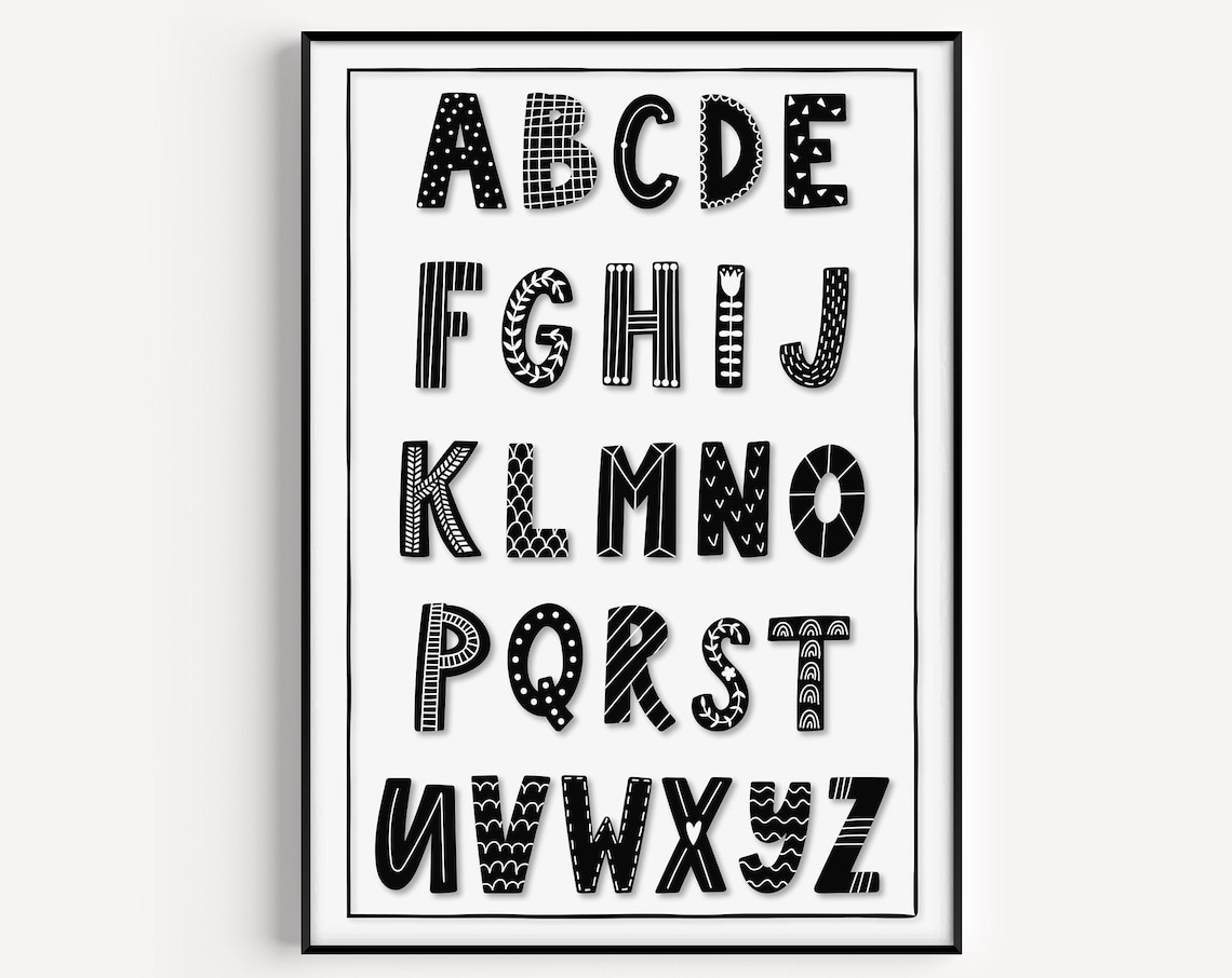 Alphabet Print, Scandinavian Nursery Decor