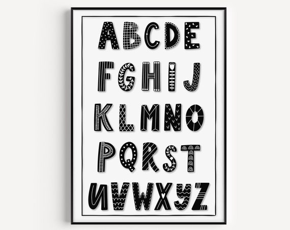 Alphabet Print, Scandinavian Nursery Decor