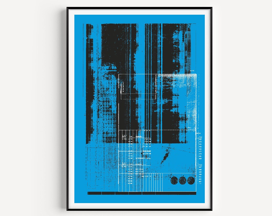 Blue Print Wall Art Industrial Minimalist Grunge Poster