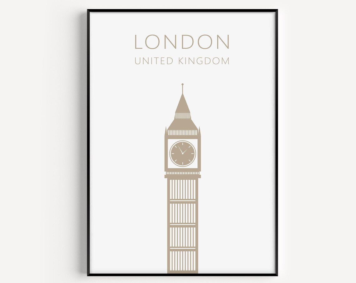 London Big Ben Line Illustration United Kingdom Travel Poster