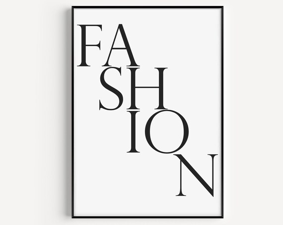 Fashion Black White Stacked Lettering Minimalist Chic Style Poster