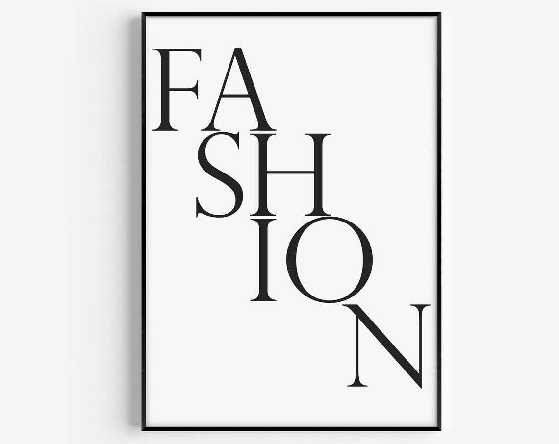 Fashion Black White Stacked Lettering Minimalist Chic Style Poster