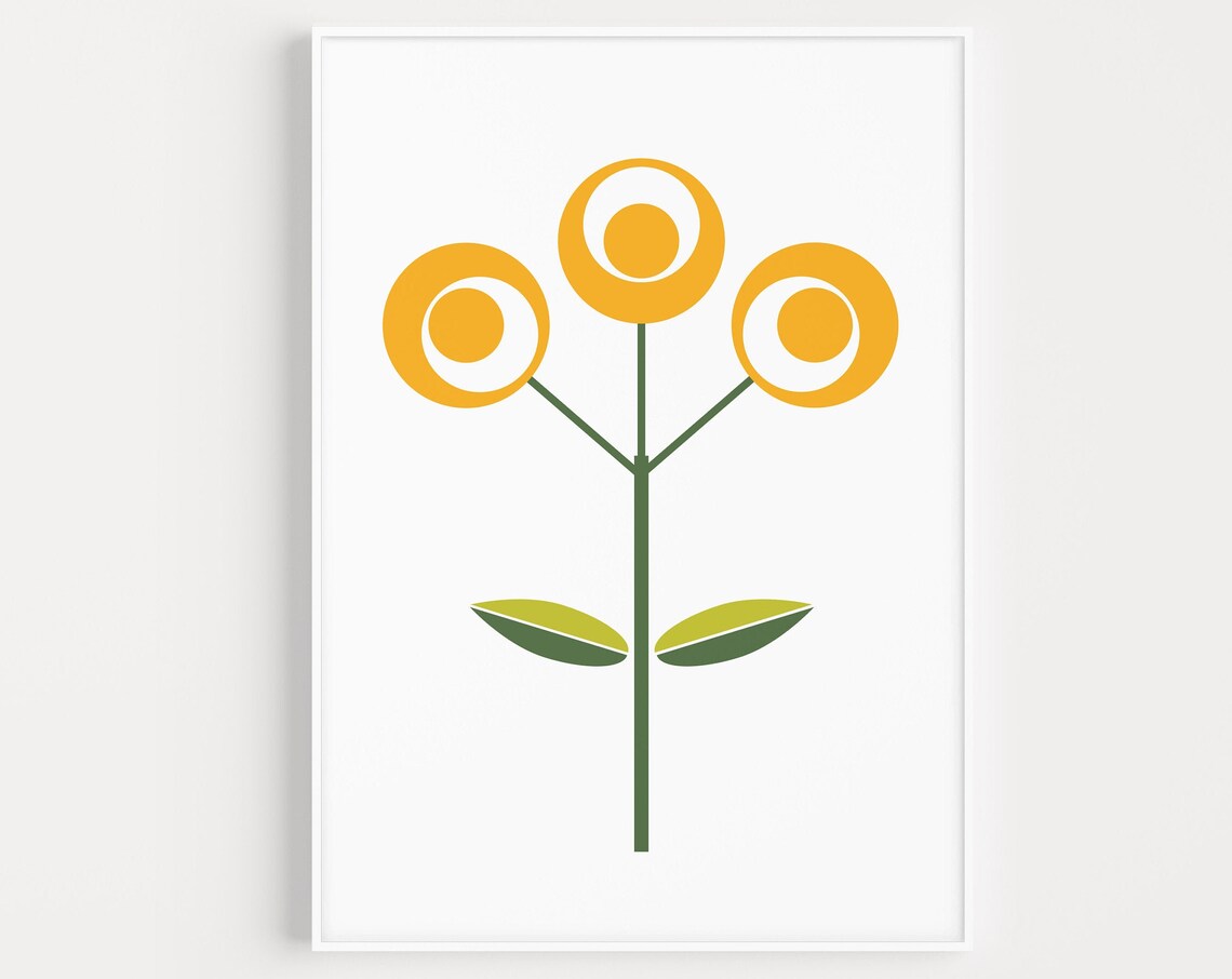 Scandinavian Flower Prints, Minimalist Nordic Poster