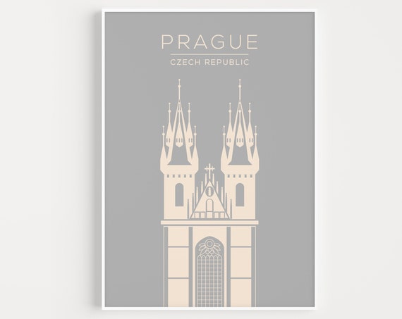 Prague Travel Poster, Europe City Wall Art